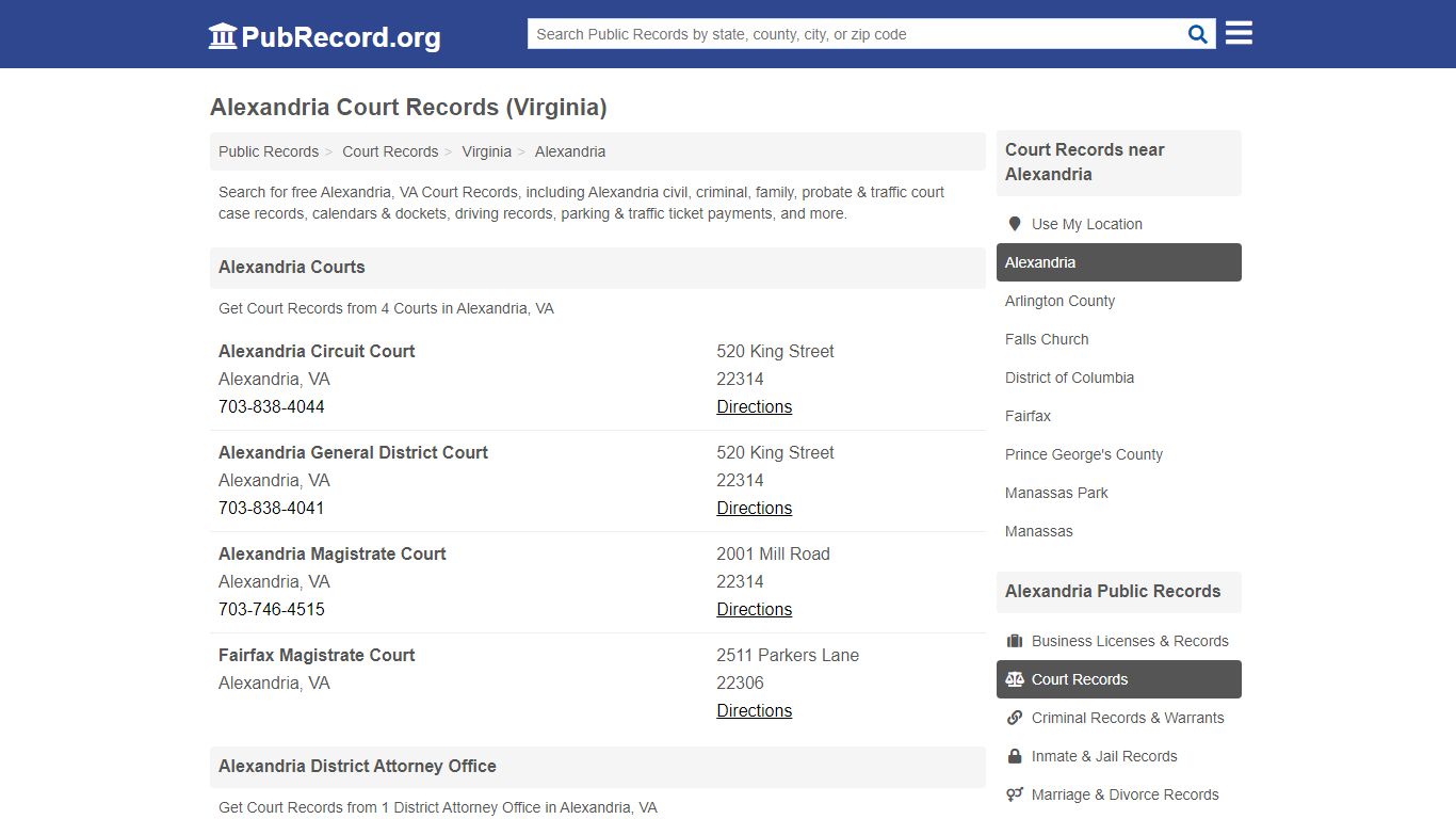 Free Alexandria Court Records (Virginia Court Records)